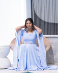 Blue Draped Maxi Dress by She’s Limitless
