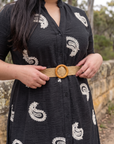 Paisley Linen-Blend Shirt Dress in Black – She's Limitless