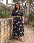 Paisley Linen-Blend Shirt Dress in Black – She's Limitless
