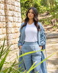 Serene Linen Kimono in Denim Blue – She's Limitless